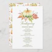 Menu Merci Gratuit Béni Minimaliste Thanksgiving (Devant / Derrière)