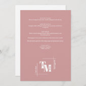 Menu Merci Mariage minimaliste moderne chic rose-duché (Devant / Derrière)