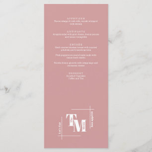 Menu Merci Mariage minimaliste moderne chic rose-duché