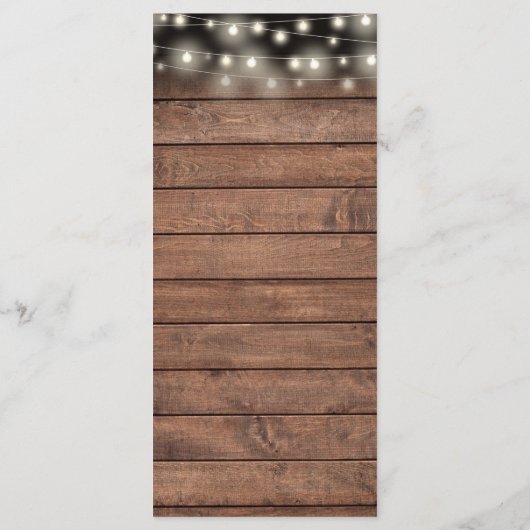 Menu Merci Rustique de réception de mariage (Dos)