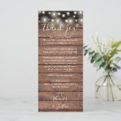 Menu Merci Rustique de réception de mariage (Debout devant)