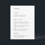 Menu Merrin Noir et Blanc Mariage élégant<br><div class="desc">Menu de mariage moderne au design simple mais élégant.</div>