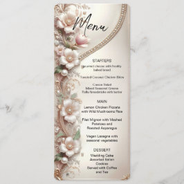 Menu met bloem- en parelversieringen