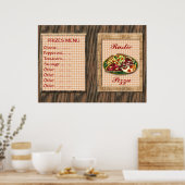 Menu met pizzaprijzen poster (Keuken)