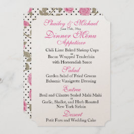 MENU met roze/zwarte WEDDING Kaart
