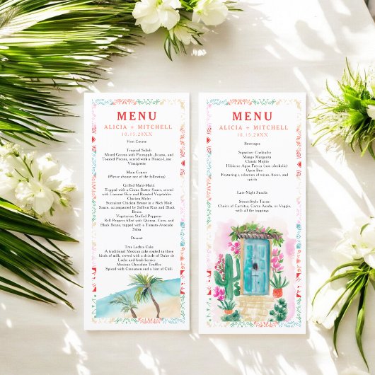 Menu Mexique tropical de l'eau destination mariage