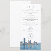 Menu Miami Skyline Watercolor Destination Wedding (Devant / Derrière)