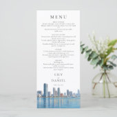 Menu Miami Skyline Watercolor Destination Wedding (Debout devant)
