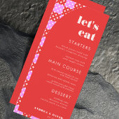 Menu Mid Century Mod Rose & Rouge Mangeons Mariage