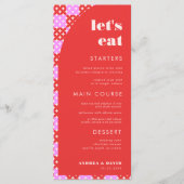 Menu Mid Century Mod Rose & Rouge Mangeons Mariage (Devant)