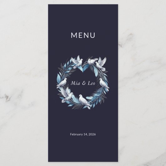 Menu Midnight Blue and Wreath / Boda Azul y Corona (Devant)