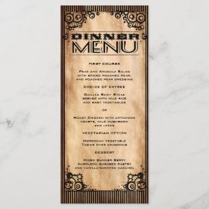 Menu mince de dîner de sembler vintage de