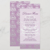 Menu mince Violet & Argent Damask Dîner Africain (Devant / Derrière)