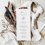 Menu Mini-fer à cheval | Mariage Brown et blanc<br><div class="desc">Ces menus mariage marron et blanc à la fois tendance et élégants présentent un style rustique moderne et minimaliste, avec écriture manuscrite et texte classique. Une paire de fer à cheval dessinée à la main est présentée dans une illustration subtile, pour un look mis à jour pour votre pays, western...</div>