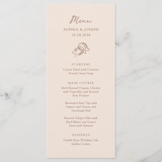 Menu Mini-fer à cheval | Mariage Brown neutre (Devant)