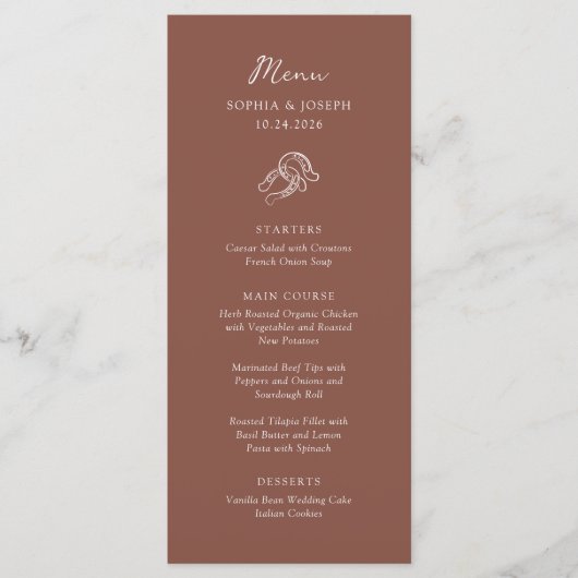 Menu Mini-fer à cheval | Mariage Brown rustique (Devant)