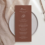 Menu Mini-fer à cheval | Mariage Brown rustique<br><div class="desc">Ces menus mariage marron à la fois tendance et élégants présentent un style rustique moderne et minimaliste, avec des textes écrits à la main blancs et des textes classiques. Une paire de fer à cheval dessinée à la main est présentée dans une illustration subtile, pour un look mis à jour...</div>