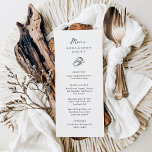 Menu Mini-fer à cheval | Mariage noir et blanc<br><div class="desc">Ces menus mariage noirs et blancs à la fois élégants et tendance présentent un style rustique moderne et minimaliste, avec écriture manuscrite et texte classique. Une paire de fer à cheval dessinée à la main est présentée dans une illustration subtile, pour un look mis à jour pour votre pays, western...</div>