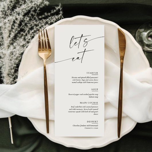 Menu Minimal and Chic Calligraphy Dinner Wedding