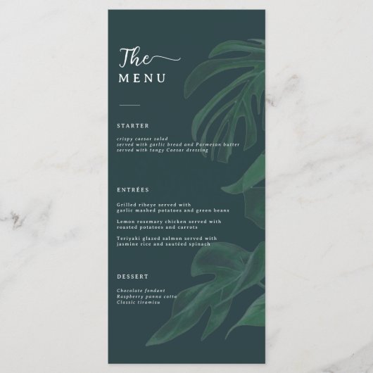 Menu Minimal and Chic Green Wedding  (Devant)