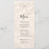 Menu Minimal Champagne Pearl Bow Wedding Reception (Devant)