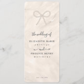 Menu Minimal Champagne Pearl Bow Wedding Reception (Dos)