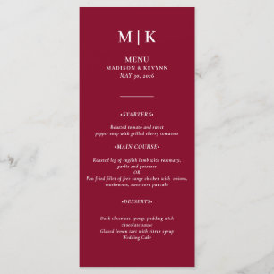 Menu Minimal et chic Bourgogne et Mariage blanc