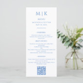 Menu Minimal et chic | Code QR Mariage bleu (Debout devant)