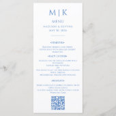 Menu Minimal et chic | Code QR Mariage bleu (Devant)