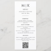 Menu Minimal et chic | Code QR Mariage noir et blanc (Devant)