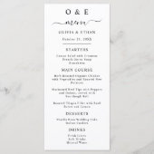 Menu Minimal et chic | Dîner Mariage noir et blanc (Devant)
