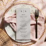 Menu Minimal et chic | Gris doux et Mariage noir<br><div class="desc">Ces élégantes cartes de menu mariage gris clair modernes ou ces cartes de menu pour le dîner de répétition présentent un design de texte noir simple qui dégage un style minimaliste. Ajoutez vos initiales ou votre monogramme pour les rendre complètement vôtres.</div>