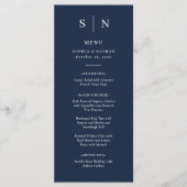 Menu Minimal et chic | Mariage bleu foncé de la marine (Devant)