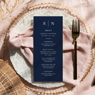 Menu Minimal et chic Mariage bleu foncé de la marine
