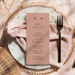 Menu Minimal et chic | Mariage en terre cuite<br><div class="desc">Ces cartes de menu mariage moderne et élégantes ou cartes de menu pour le dîner de répétition présentent un design simple en terre cuite et en texte noir qui dégage un style minimaliste. Ajoutez vos initiales ou votre monogramme pour les rendre complètement vôtres.</div>