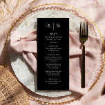 Menu Minimal et chic | Mariage noir et blanc<br><div class="desc">Ces cartes de menu mariage moderne et élégantes ou cartes de menu pour le dîner de répétition présentent un design simple en terre cuite et en texte blanc qui dégage un style minimaliste. Ajoutez vos initiales ou votre monogramme pour les rendre complètement vôtres.</div>