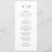 Menu Minimal et chic | Mariage violet et blanc (Devant)