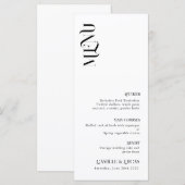 Menu minimal et chic noir et blanc Mariage (Devant / Derrière)