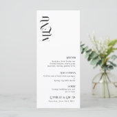 Menu minimal et chic noir et blanc Mariage (Debout devant)