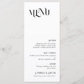 Menu minimal et chic noir et blanc Mariage (Devant)