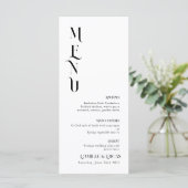Menu minimal et chic noir et blanc Mariage (Debout devant)