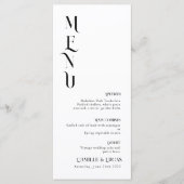 Menu minimal et chic noir et blanc Mariage (Devant)