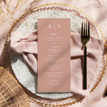 Menu Minimal et chic | Terracotta et Mariage blanc<br><div class="desc">Ces cartes de menu mariage moderne et élégantes ou cartes de menu pour le dîner de répétition présentent un design simple en terre cuite et en texte blanc qui dégage un style minimaliste. Ajoutez vos initiales ou votre monogramme pour les rendre complètement vôtres.</div>