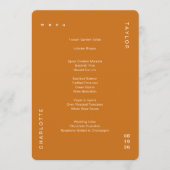 Menu Minimal Mariage Burnt Orange (Devant)