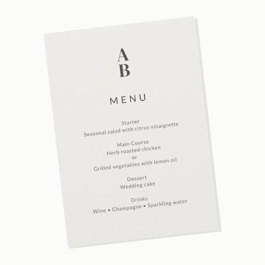 Menu Minimal Modern Civil Wedding