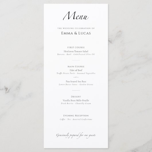 Menu Minimal Modern Luxury | Elegant Black & White (Devant)
