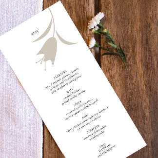 Menu Minimal Modern Wedding | Neutral Greige Floral