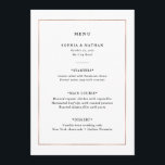 Menu Minimal moderne | Faux Rose Gold Border Mariage<br><div class="desc">Ce menu de mariage moderne et élégant est composé d'un simple texte noir sur un arrière - plan blanc,  avec un cadre en or rose imitant.</div>