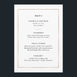 Menu Minimal moderne | Faux Rose Gold Border Mariage<br><div class="desc">Ce menu de mariage moderne et élégant est composé d'un simple texte noir sur un arrière - plan blanc,  avec un cadre en or rose imitant.</div>