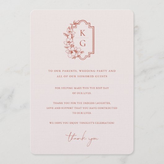 Menu Minimal moderne | Merci de table Mariage Monogramm (Devant)